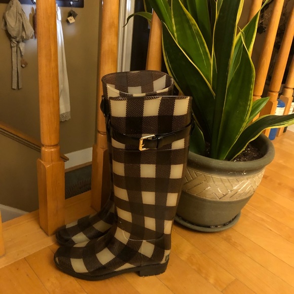 Ralph Lauren Rossalyn ll black and cream Rainboots - Picture 4 of 8